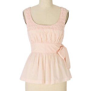 New w Tag Snak Anthropologie Pink Babydoll Bow Blouse Woman S